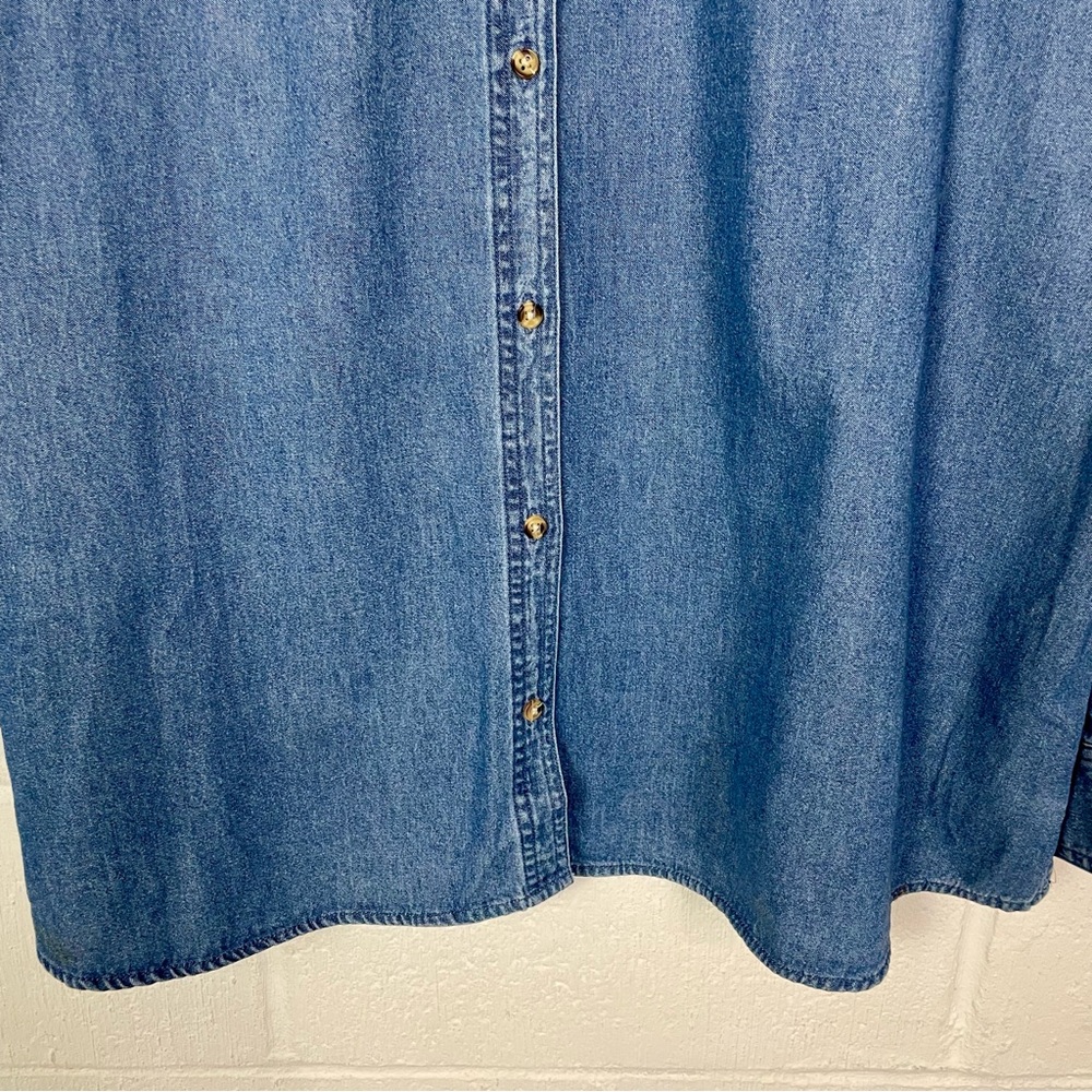 Holiday Editions Winter Denim Shirt Snowmen Snowflakes Grannycore Oversized 2X - Picture 6 of 12